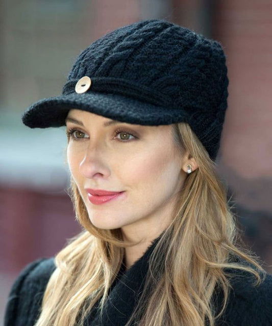 100% ALPACA TRENZA BUTTON CAP